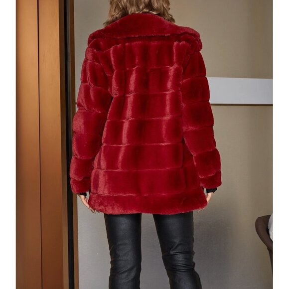 Red Faux Fur Coat 40% OFF - Picture 2 of 10